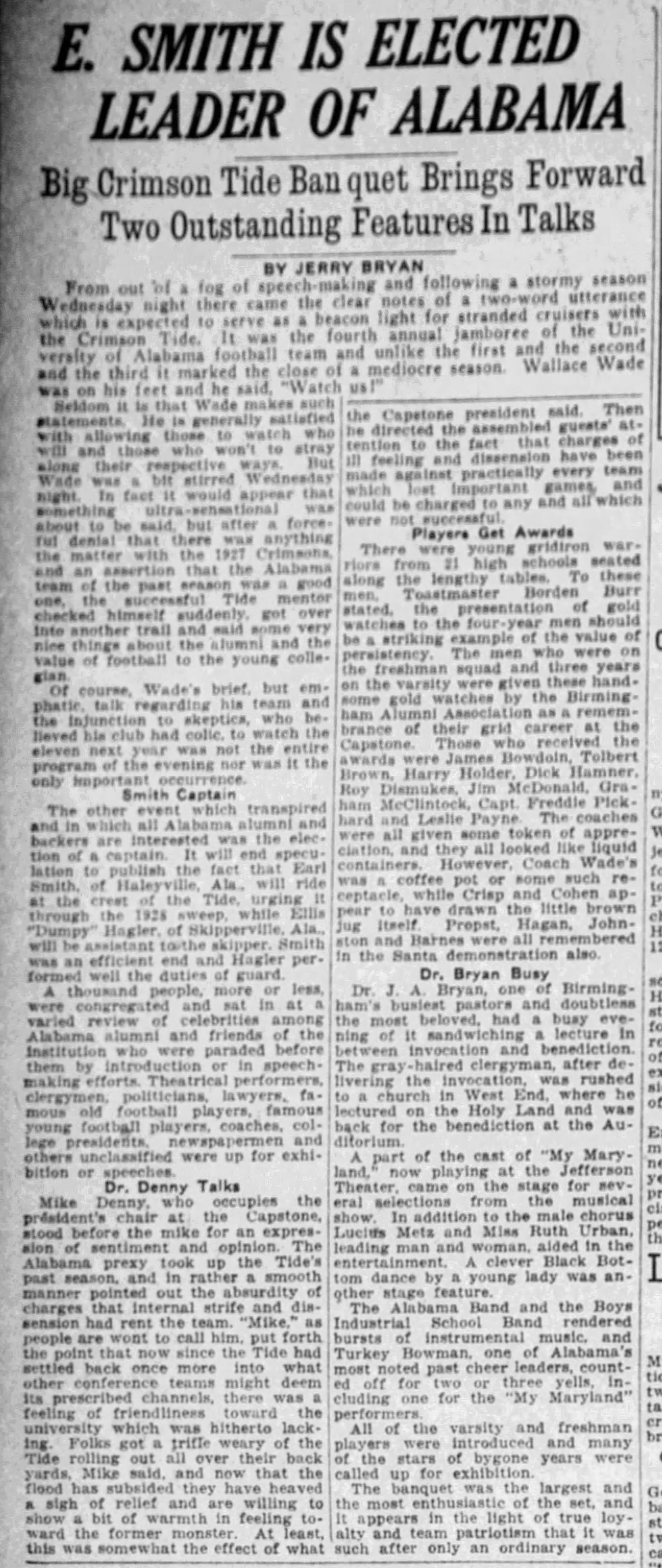 E. Smith Is Elected Leader of Alabama